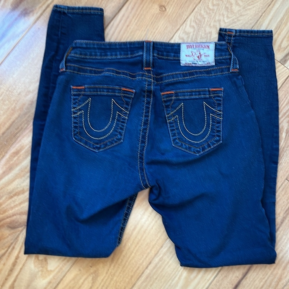 True Religion Jeanie Mid Raise Curvy Skinny Jean indigo Sz 29 - Picture 10 of 13